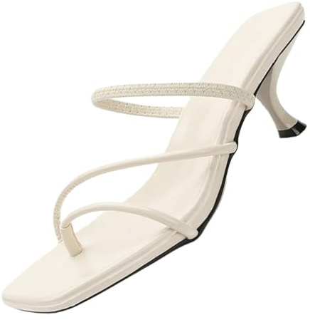 Jemnpela Mules de tacón kitten para mujer punta cuadrada y dedo cuero y satén con tachuelas para verano playa bodas y fiestas