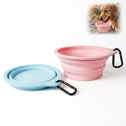 Gamelle Pliable pour Chien et Chat, Bol d’Eau et Croquettes Portable, Silicone Alimentaire, Léger et Réutilisable pour Voyage, Randonnée, Camping, Promenade