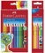 Faber-Castell Bundle 110912 Buntstift Jumbo GRIP 12er Kartonetui; inklusive Spitzer 110994 - Buntstifte Jumbo Grip Neon, 5-er Etui (Bundle neon + 12er bunt, 1)