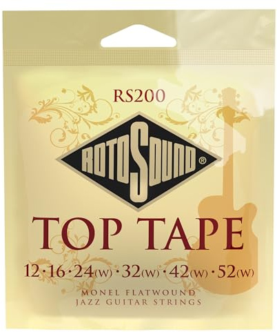 Rotosound RS200 Top Tape Monel Flatwound Electric Guitar String (12 16 24 32 42 52)