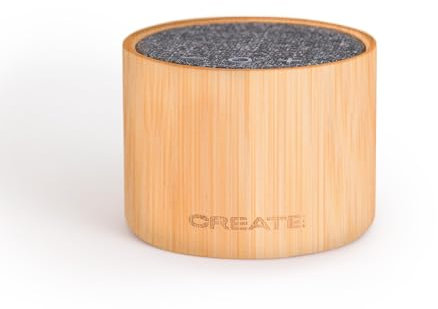 CREATE / Speaker Mini Bamboo/Altavoz Bluetooth de bambú/Conexión Bluetooth 5.1, hasta 10m de Cobertura, Puerto USB-C, Conexión Jack, Batería de 900 mAh