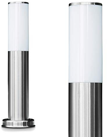 Außenleuchte Caserta, moderne Sockelleuchte aus Edelstahl und Kunststoff-Scheiben, Wegeleuchte 45 cm, Gartenlampe mit E27-Fassung, Gartenbeleuchtung IP44, ohne Leuchtmittel