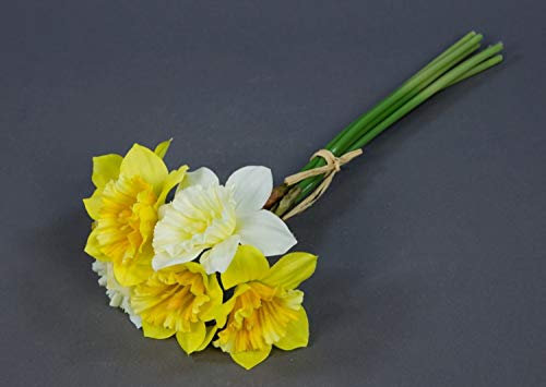 Seidenblumen Roß Narzissenbund 34cm weiß-gelb AD Kunstblumen künstliche Blumen Narzissen Osterglocken