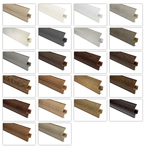 LEMAL plinthe et accessoires - Plinthes PVC 65x23mm avec passage de câbles - (087A bois optique épicéa, 2 mètres) Plinthes en plastique pour tapis