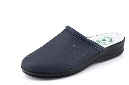 JOMIX Ciabatte Donna Casa Comode Sanitarie Ortopediche Zoccoli Infermiere Ospedale Scarpe Lavoro Pantofole Punta Chiusa Eco-Pelle ITD1752 (D Blu, 38)