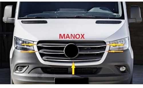 manox Calandre de voiture pour Pour Mercedes Sprinter W907 W910 à partir de 2018 - 5 pièces - En acier inoxydable chromé
