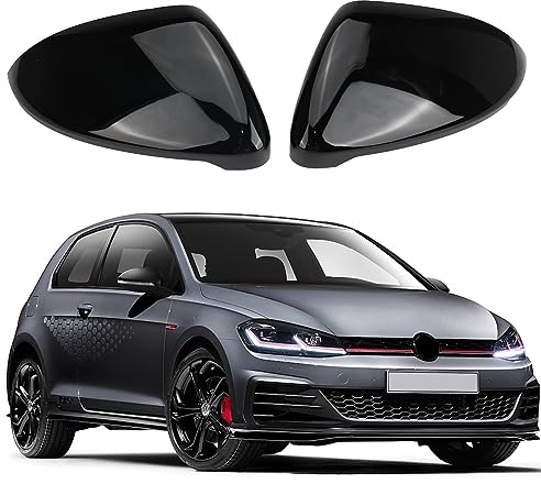 1 Paar Spiegelabdeckungen Ersatz für VW Golf MK7 MK7.5 R GTD VII 2013-2018, Auto Spiegelkappen Außenspiegel Außenspiegelkappe Rückspiegelkappe Ersatz für VW Touran 2016 2017(Schwarz)