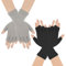 Handschuhe Fingerlos Unisex 2 Paar, Moseem Fingerhandschuhe Winter Handschuhe Warme Fingerhandschuhe ohne Fingerkuppen Verlängern Handgelenk Handschuhe für Damen Herren(Schwarz+Grau)