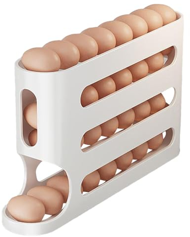 Organizador de huevos para refrigerador, diseño inclinado de 4 niveles, almacenamiento de huevos, soporte para huevos que ahorra espacio, organizador de escalfadores de huevos para restaurante