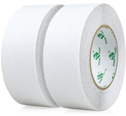 BOMEI PACK Nastro Adesivo Antiscivolo, Nastro Antiscivolo, Nastro Adesivo di Sicurezza Forte per Interni ed Esterni, 2 Rotoli 50mm×10m totale 20 metri nastro antiscivolo per gradini (Trasparente)