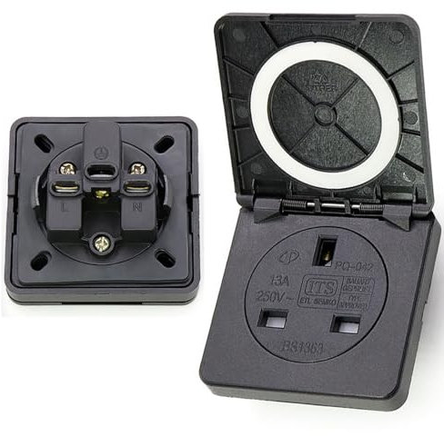 1PC Outdoor Waterproof Socket, 13A IP44 Heavy-Duty 3PIN Plug Industrial With Cover, Wall Electrical Outlets for RV, Boat, Balcony, Garden