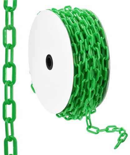PATIKIL 100ft Plastic Barrier Chain, Safety Barrier Chain Plastic Chain Links Crowd Control Barrier for Fence Gate Garden Construction Driveway Elevator Parking Lot, Green