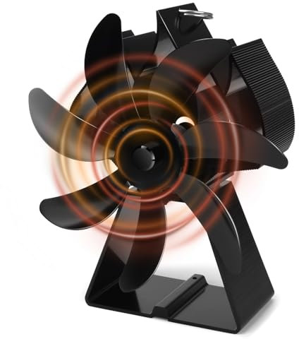 Ventilateur Poele à Bois,7 Pales Ventilateur Cheminée,Silencieux Ventilateur à Poêle avec Thermomètre,Respectueux de l'environnement,Circulation Respectueuse de l'environnement pour poêle