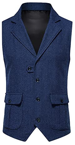 SRZYMJ Herren Weste Floral Jacquard Krawatte Einstecktuch Taschentuch Weste Anzug Set Marine Herren Weihnachten Anzugweste Anglerweste Herren Freizeitanzug Herren Pu-Leder-Blazer
