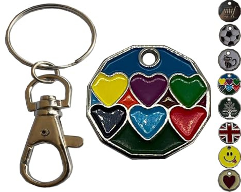 ROKEL Trolley Token Keyring 1Pc – £1 Coin Shape Tokens Key Rings for Shopping Trolleys, Supermarkets, Gym Lockers, Reusable, Lightweight & Handy Keychain (1, Heart)