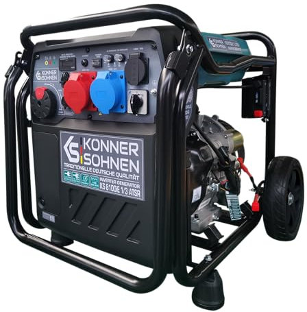 Könner & Söhnen KS 8100iE 1/3 ATSR Inverter-Stromerzeuger 8,5 kW, für Einphasen- (230V) und Dreiphasenbetrieb (400V), Benzin Generator Stromerzeuger mit ATS-Anschlussmöglichkeit
