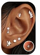 LOLIAS 6 Pairs Titanium Flat Back Earrings Surgical Steel Sterling Silver Stud Earring for Women Hypoallergenic Cartilage Earrings Helix Conch Tragus Piercing Jewellery