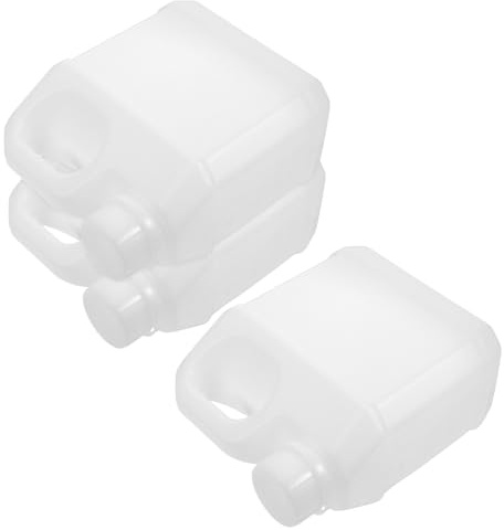 ANDRESLAD Juego de 3 Botellas de Plástico Reutilizables para Líquidos 1 Litro con Tapa Antidesbordamiento Garrafas Cuadradas Planas white para Aceite Agua y Almacenamiento Doméstico E