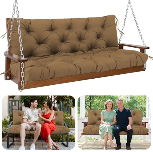 GPCHZM Cuscino per dondolo Hollywood 150cm Impermeabile per panca da giardino Spessore (12,5cm) Con schienale Cuscino per dondolo per dondolo da giardino, panca da giardino, terrazzo, cortile, prato