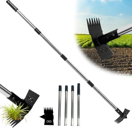 HAWCAFU Weed Puller Tool with Long Handle 3 in 1 Manual Garden Hoe Heavy Duty Weeder Remover Tool for Yard, Lawn, Patio and Garden