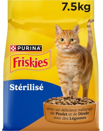 FRISKIES | Kroketter | 100% komplett och balanserat steriliserat kattfoder för vuxna | Hjälper till att stödja ett hälsosamt urinsystem och idealisk vikt | kyckling och kalkon | väska | 7,5 kg