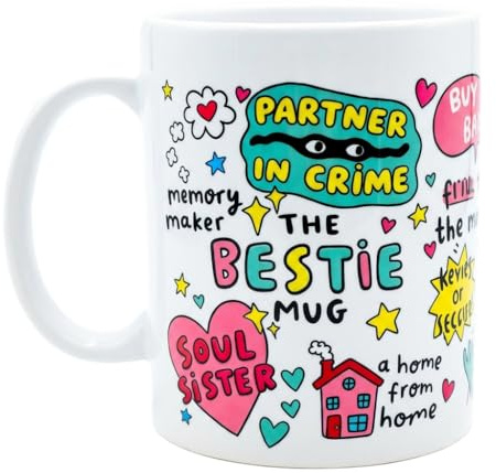 ALINK Bestie Coffee Mug 11oz, Cute Friendship Gift for Women, Soul Sister Mug, Best Friend Birthday Gifts for Female Friend, Funny Aesthetic Ceramic Cup for Christmas, Mother's Day