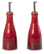 Le Creuset Stoneware Oil and Vinegar Bottle Set, 0.24 L, Cerise, 91001700060000