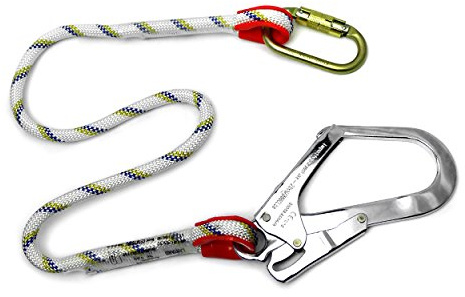 Clow PPE Safety Harness Accessories 1m Rope Lanyard with Snap Hook & Carabiner