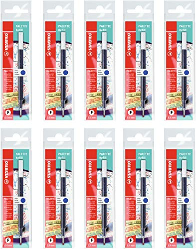 STABILO cartouche stylo roller- Lot x 10 recharges pour stylo encre gel Palette- bleu