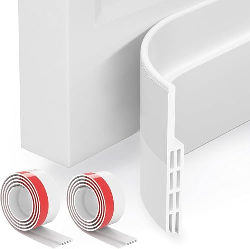 GroTheory 2 Pack Door Draft Stopper, Under Door Sweep for Exterior & Interior Doors, Weather Stripping Door Seal, Garage Window Blocker Noise Cold Air Insulation, Draft Guard White 2 W x 39 L
