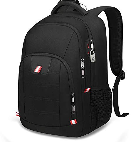 Della Gao Travel Laptop Backpack, Black Backpack for Men and Women with USB Slit Business Computer Back Pack (Black, 15.6 Inch)