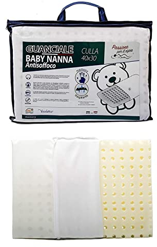 Baby Kissen (100% Memory-Schaum in Italien hergestellt) - Babykissen Größe 40x30 cm (Oeko-TEX® Zertifiziert) - Kissen Baby Ideal auch für Kinderbett und Kinderwagen