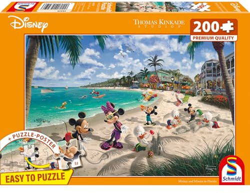 Schmidt | Thomas Kinkade: Disney Mickey & Minnie in Florida (200 Pieces) | Jigsaw Puzzle | Ages 8+ | 1+ Players