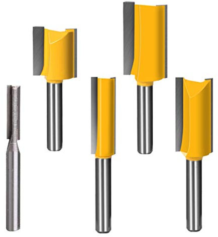 1/4 inch Router Bit Set, 1/4 3/8 1/2 5/8 3/4 Straight Router Bit(5pcs kit)