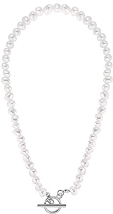 Heideman Halskette Meva Damen - aus hochwertigem Edelstahl - gold silber rosegold farbend - Choker Kette für Frauen mit Perle weiss - 38cm lang mit Knebelverschluss