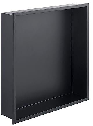 Niche de rangement en inox à encastrer spécial douche 30x30x7 finition noir mat by Eurosanit