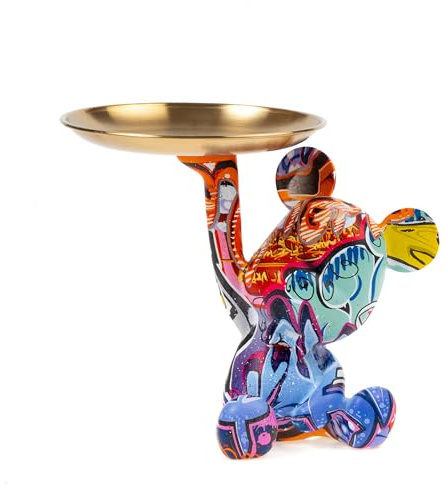 Coniuty Key Holder Bowl Tray Decor, Resin Bear Statue Home Decor