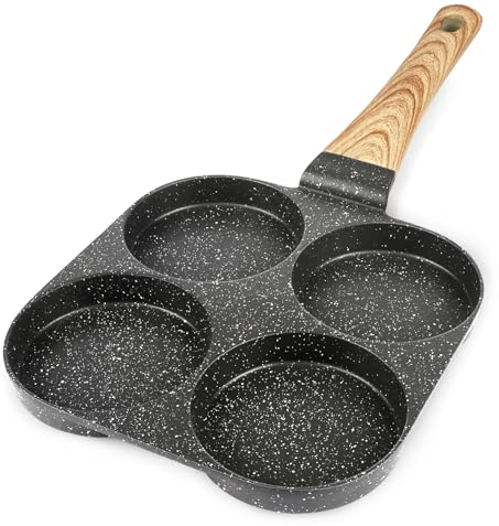GiPP Padella per frittate antiaderente, padella per colazione a 3/4 fori, frittata giapponese Tamago-yaki, frittata antiaderente in granito, senza PFOS/PFOA (Grigio, 4 fori)