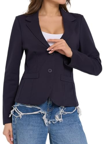Ballandoro Blazer Donna Elegante Corto - Giacca Cerimonia Leggera Made in Italy, per Completo Abbigliamento Casual e Tailleur Eleganti Taglie Forti (IT, Testo, XXL, Regular, Regular, Blu Navi)