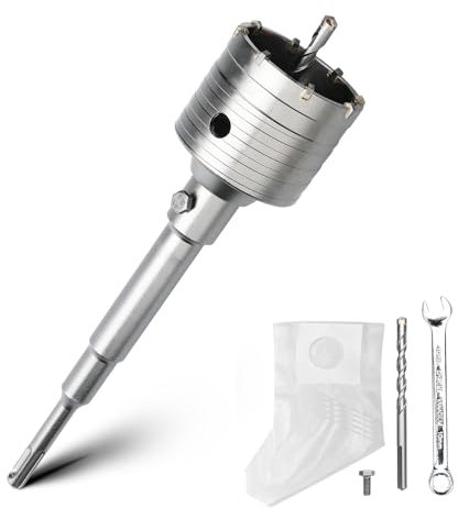 Juego de brocas huecas de 68 mm con adaptador SDS Plus de 220 mm y broca de centrado de 8 x 110 mm, para mampostería y hormigón