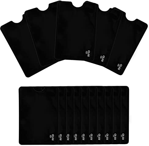 10 Fundas de bloqueo RFID, bloqueador nfc, Tarjetas de Crédito RFID & NFC Portatarjetas sin contacto para evitar el robo de identidad para tarjetas de crédito, tarjetas de débito, pasaporte