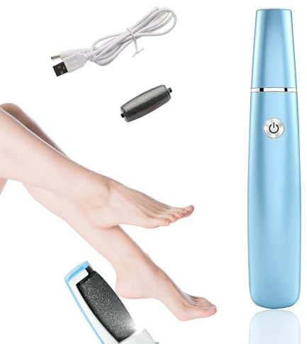 Râpe électrique pour les pieds - Rechargeable - Pour callosités - Kit de pédicure électrique pour les peaux mortes, dures et craquelées (bleu)