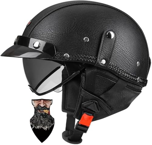 Casco Scodella Portatile Mezzi, Caschi Jet Mezzo, Caschi Da Motociclista Vintage Caschi Cromwell Caschi Casco A Scodella Scooter Motorino ECE/DOT Omologato Mezzo Elmetto Da Moto 2,L
