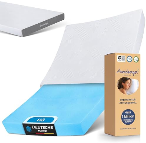 Arensberger Matratze LINA 90x190cm Höhe 11cm | NANOCELL® Gel-Schaum | Mittelfest H3 | Premium-Bezug 240g/m² | 60°C waschbar | Kaltschaum-Matratze 90x190 | Note 1,1 | Öko-Tex Zertifiziert