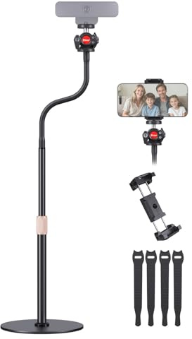 Etour Webcam Stand, Gooseneck Arm with Phone Holder & 360° Ballhead | Desktop & Overhead Recording, Compatible with Logitech Cam C920 C922 C930e C615 BRIO NexiGo N60 & Most 1/4 Thread Devices