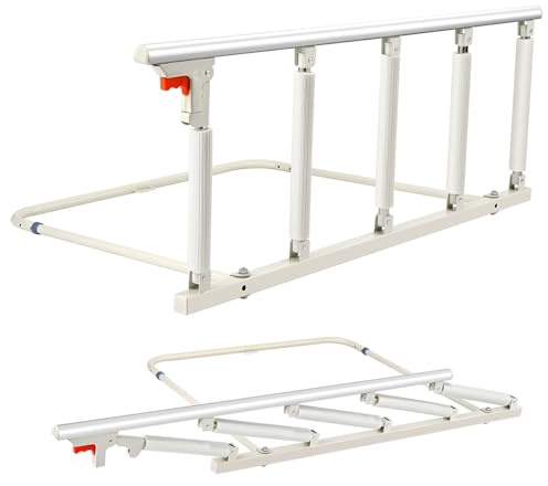 Bed Rail for Elderly Adult Safety Guard Rail with Sponge Paddings Folding Bedside Assistant Rail Support for Seniors Pregnant Women Post-Operative Patients fits 5-8 inch Mattress 300lbs Capacity