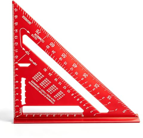 Uadme Snickarvinkel 180 mm/7 tum aluminium, hög precision metrisk triangellinjal, mät- och märkningsverktyg för snickare, tekniker, ingenjörer och gör-det-själv