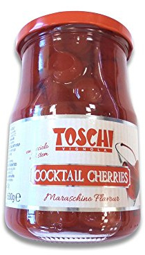 GR 630 COCKTAIL CHERRIES CILIEGINE CON GAMBO ALLO SCIROPPO CILIEGIE CANDITE ROSSE PER LONG DRINKS PER COPPE GELATO E DOLCI ICE CREAM