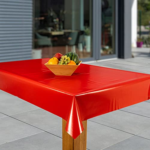 laro Wachstuch-Tischdecke Abwaschbar Garten-Tischdecke Wachstischdecke PVC Plastik-Tischdecken Eckig Meterware Wasserabweisend Abwischbar, Muster:Uni rot, Größe:85x85
