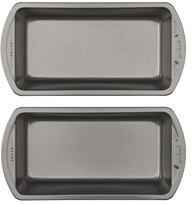 GoodCook Nonstick Loaf Pan 8 x 4-Inch Heavy-Duty Steel Bakeware with Easy-Clean Non-Stick Coating, Oven & Dishwasher Safe Pan for Meatloaf Breads Lasagnas Casseroles & More, Set of 2, Gray